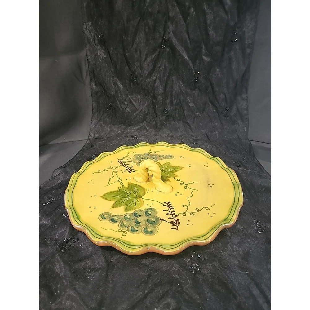Dolce Vita By Giani For Ambiance Collection ~ Platter ~ Tan/Green Grape Vine